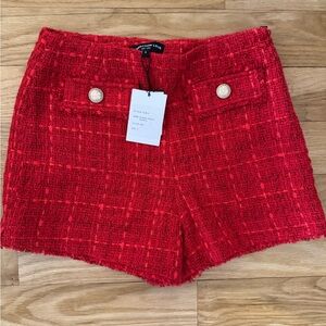 Women's Red Tweed Shorts